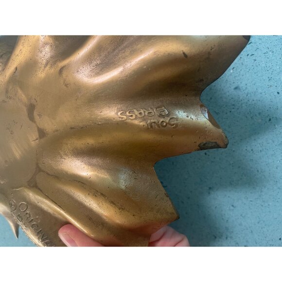 Original By Cambron Vintage Solid Brass 410 Maple Leaf Tray - Picture 12 of 13